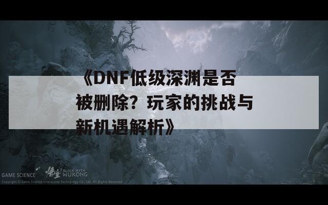 《DNF低级深渊是否被删除？玩家的挑战与新机遇解析》