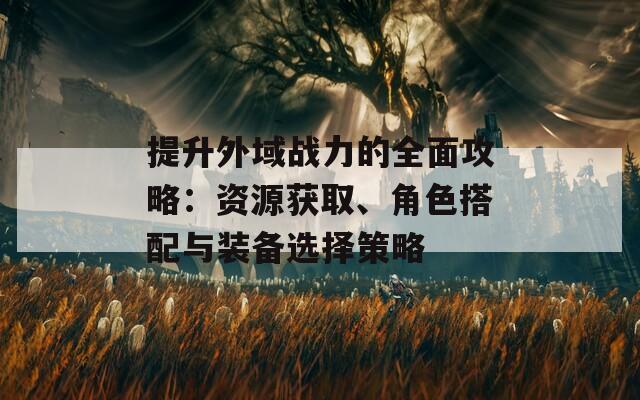 提升外域战力的全面攻略：资源获取、角色搭配与装备选择策略