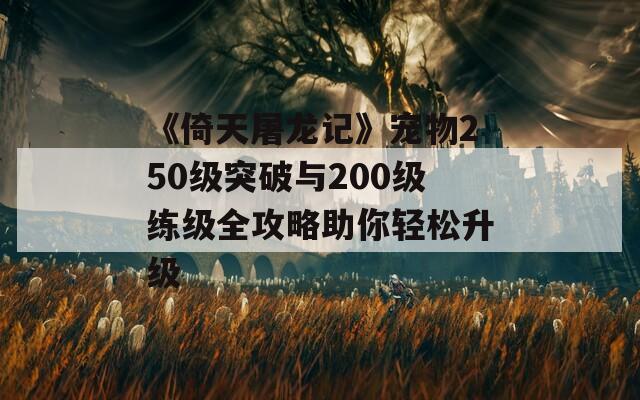 《倚天屠龙记》宠物250级突破与200级练级全攻略助你轻松升级