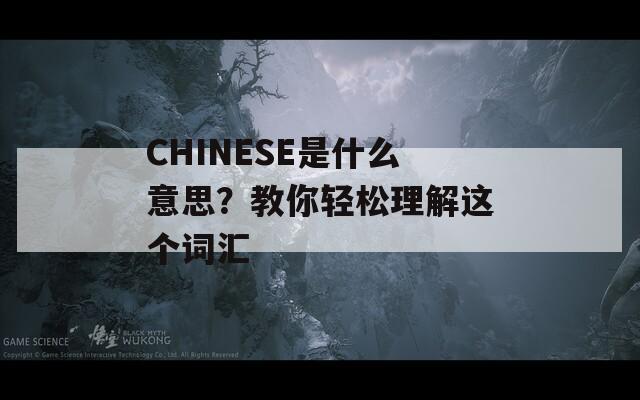 CHINESE是什么意思？教你轻松理解这个词汇