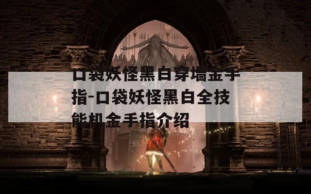 口袋妖怪黑白穿墙金手指-口袋妖怪黑白全技能机金手指介绍